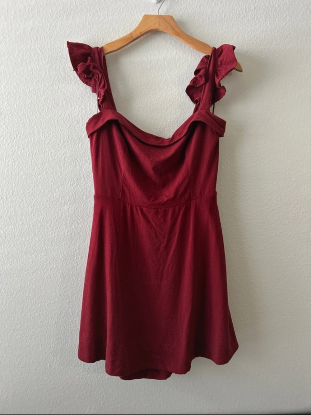 Francescas Ruffled Strap Burgundy Summer dress